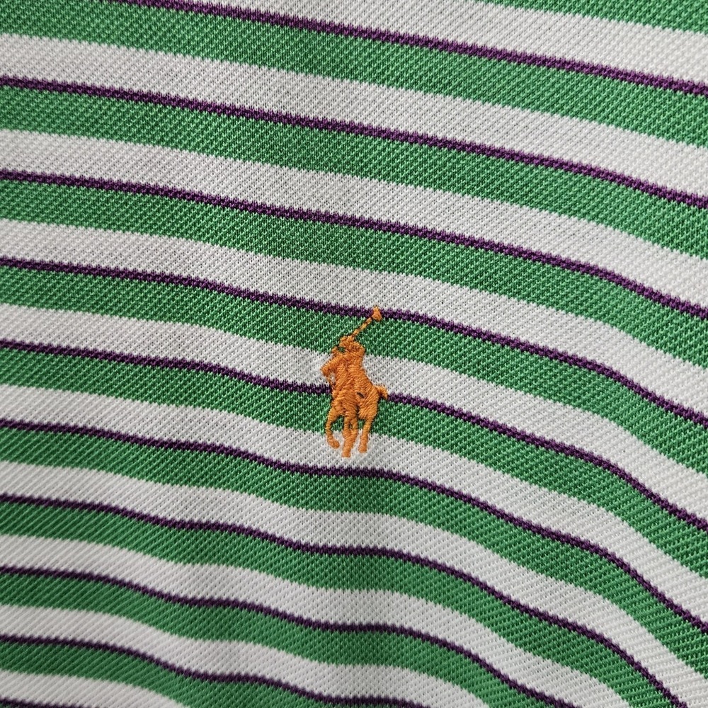 Polo By Ralph‎ Lauren Pima Cotton Short Sleeve Shirt Green White Purple Size 3LT - Picture 3 of 6